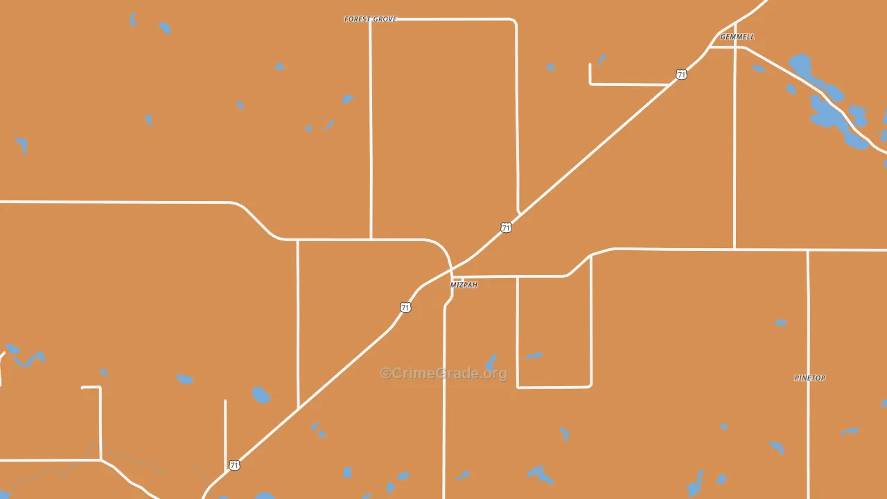 Mizpah, MN Map of Theft Rates