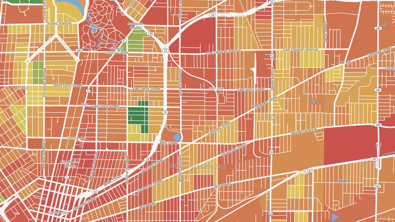 Mlk Park, Buffalo, NY Map of Theft Rates