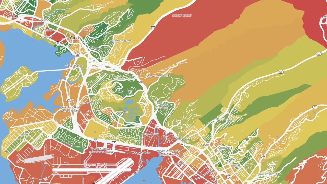 Moanalua, Honolulu, HI Map of Theft Rates