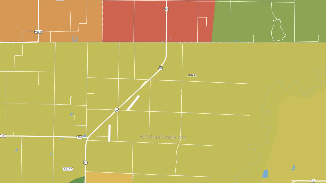 Moark, AR Map of Theft Rates