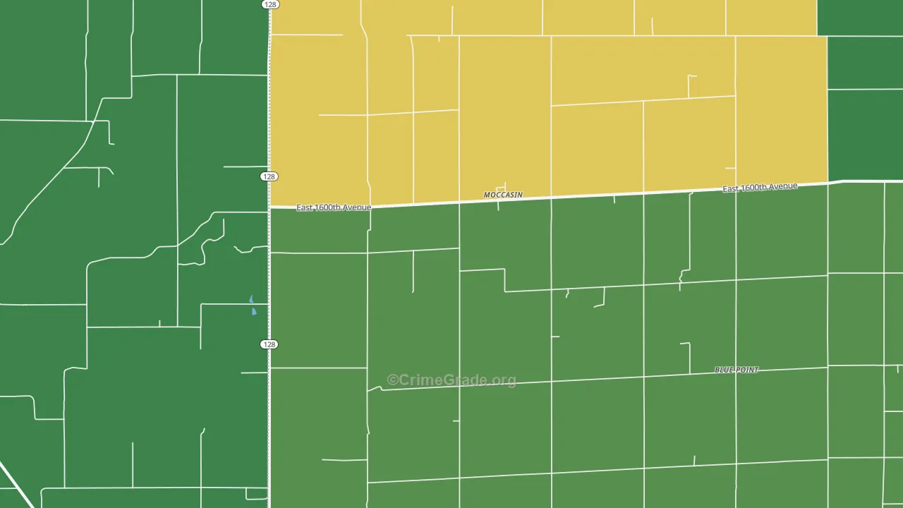 Moccasin, IL Map of Theft Rates
