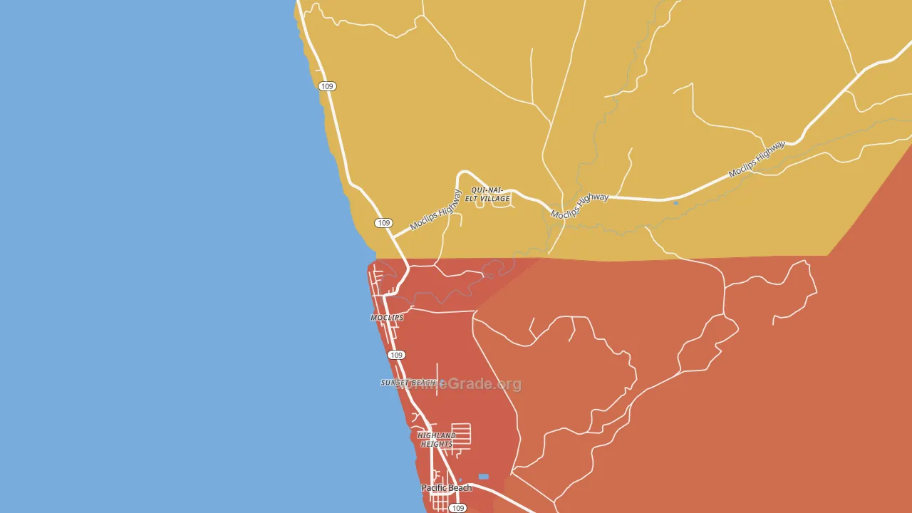 Moclips, WA Map of Theft Rates