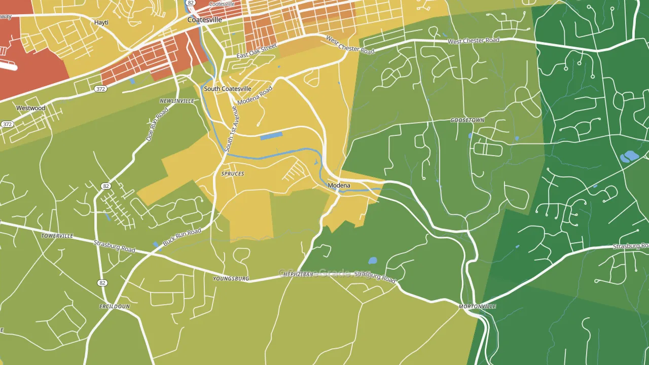 Modena, PA Map of Theft Rates