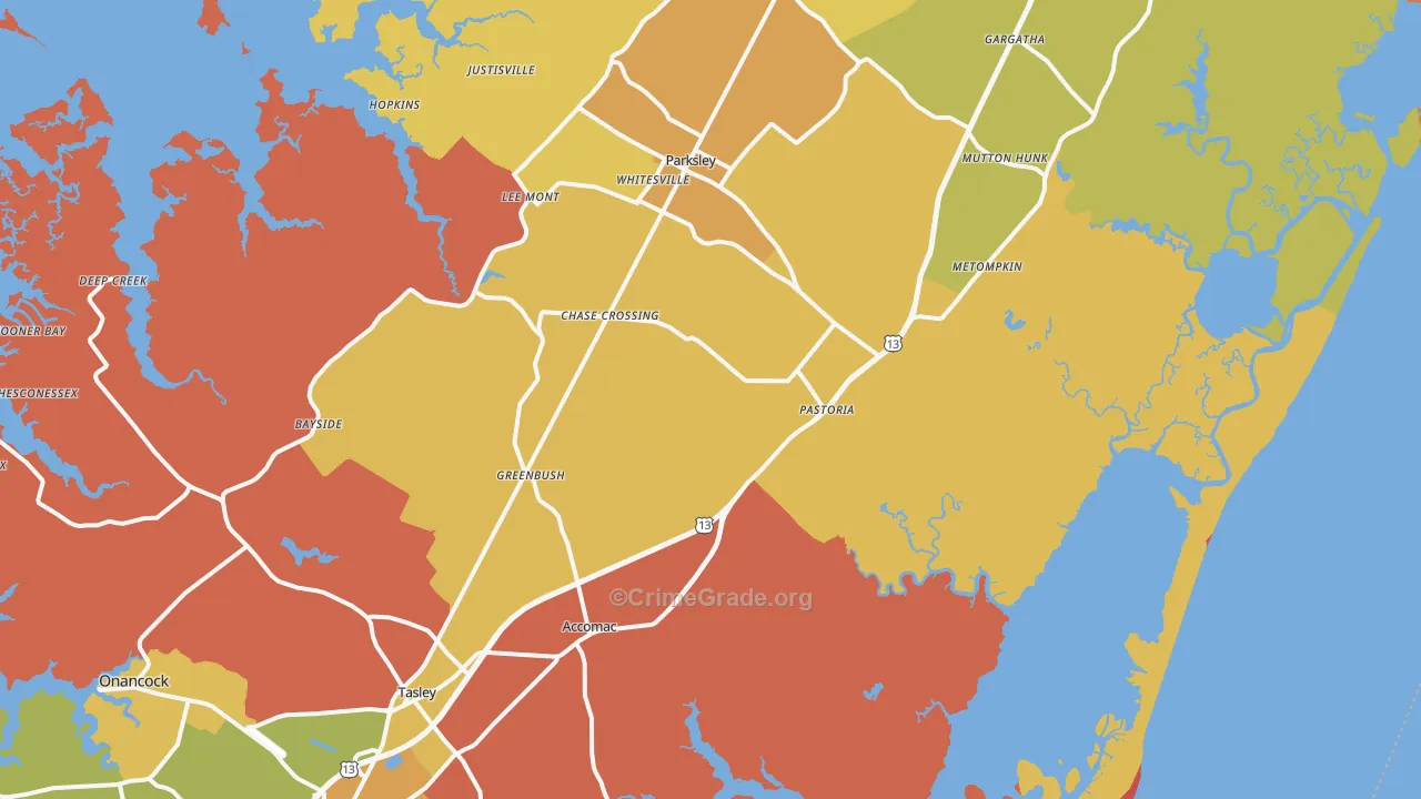 Modest Town, VA Map of Theft Rates