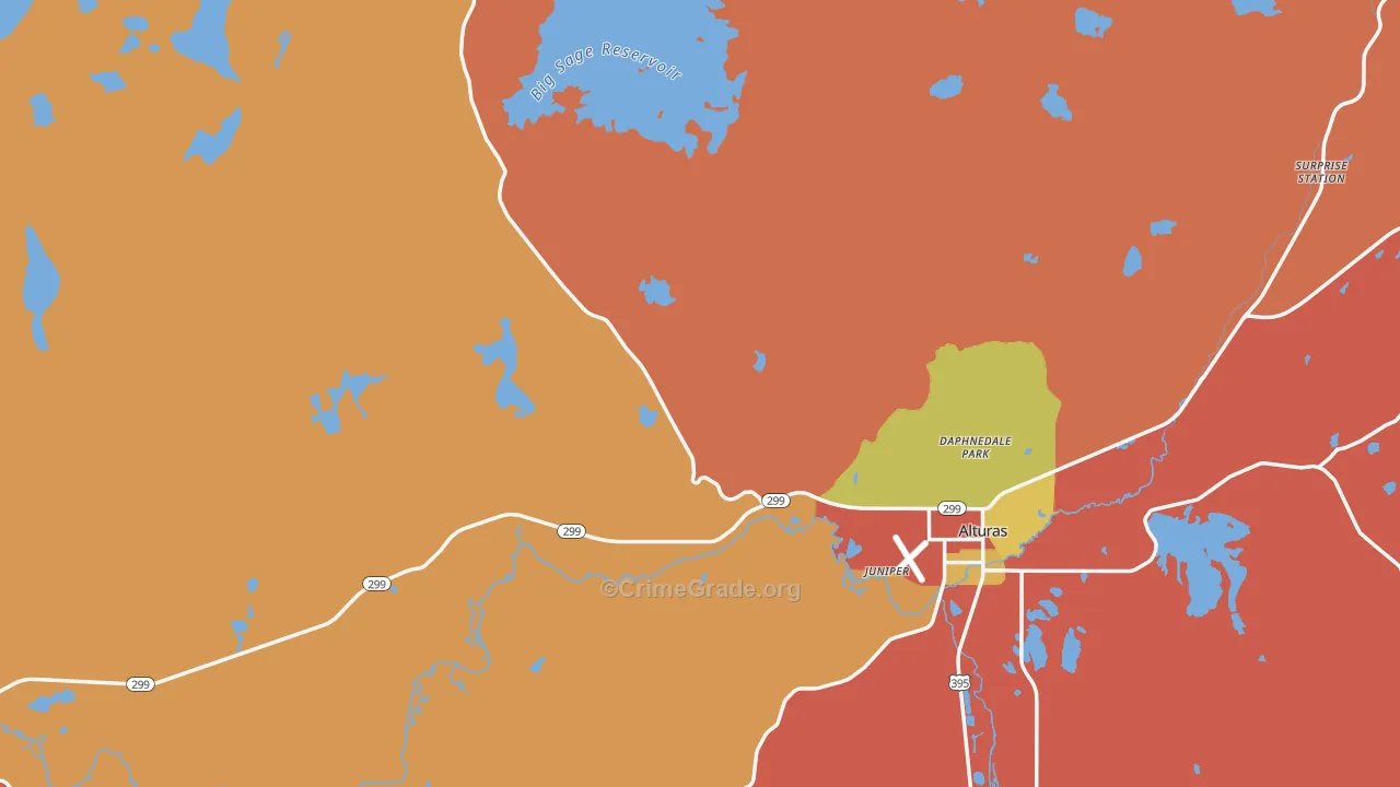 Modoc County, CA Map of Theft Rates