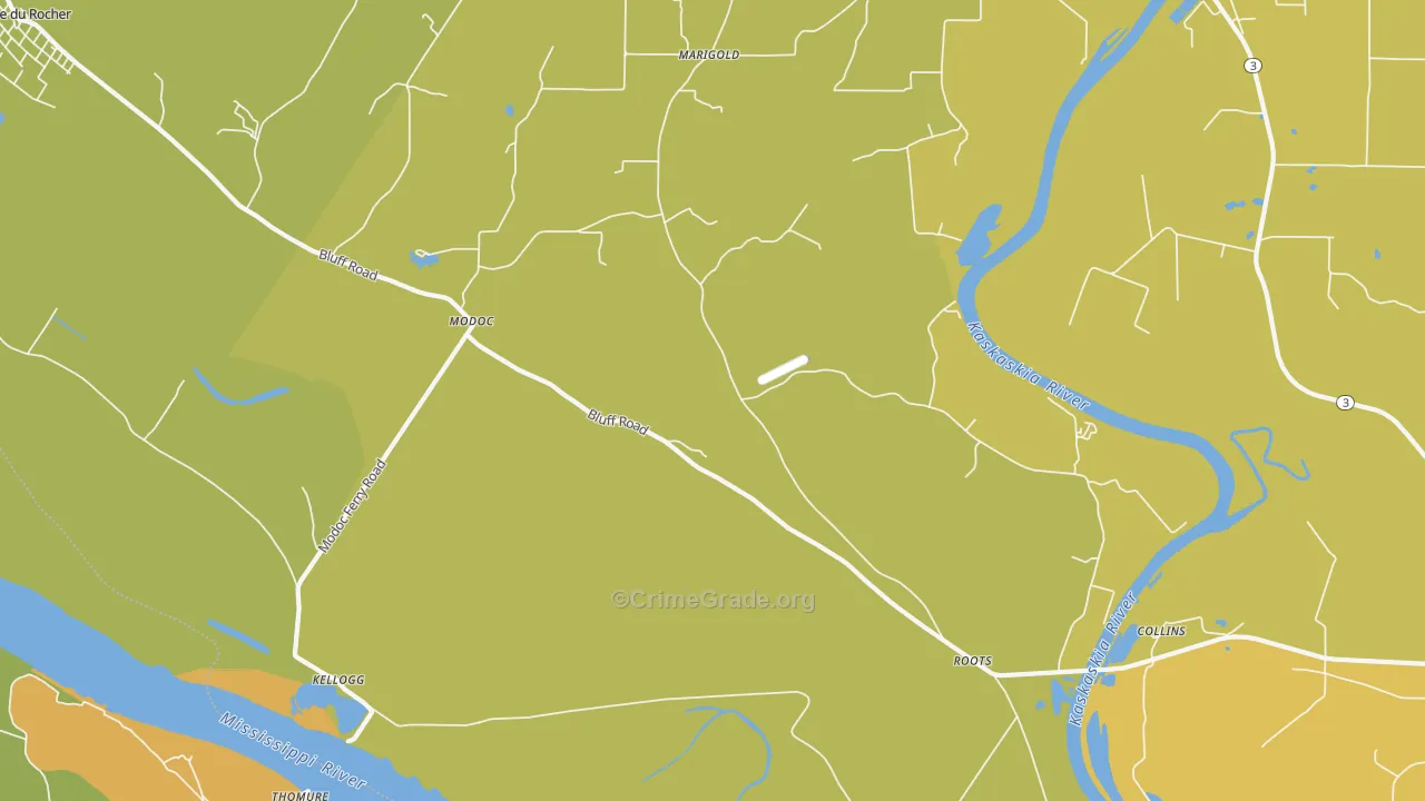 Modoc, IL Map of Theft Rates