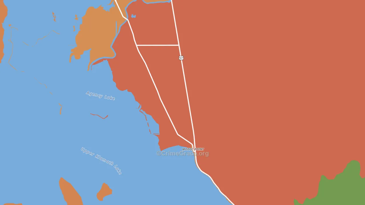 Modoc Point, OR Map of Theft Rates