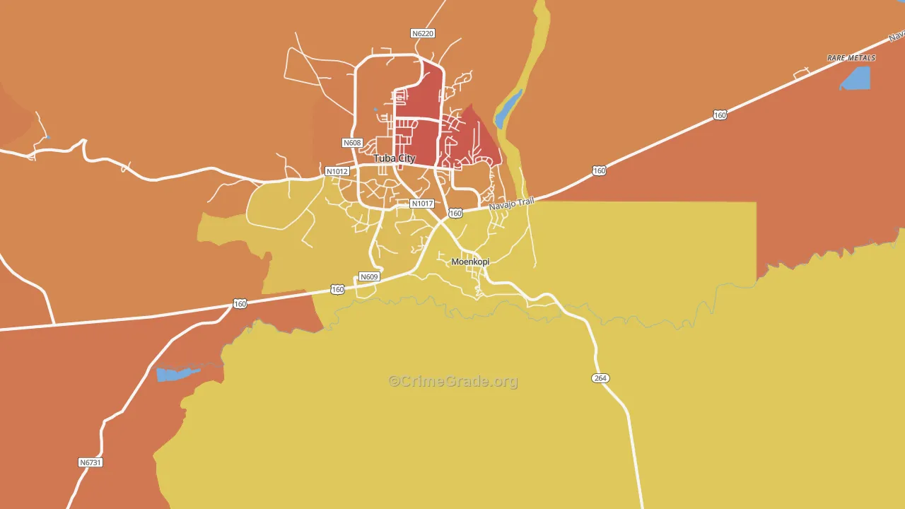 Moenkopi, AZ Map of Theft Rates