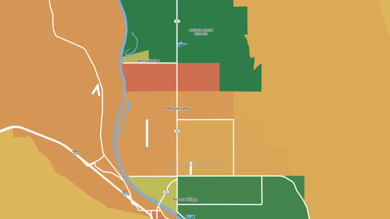 Mohave Valley, AZ Map of Theft Rates