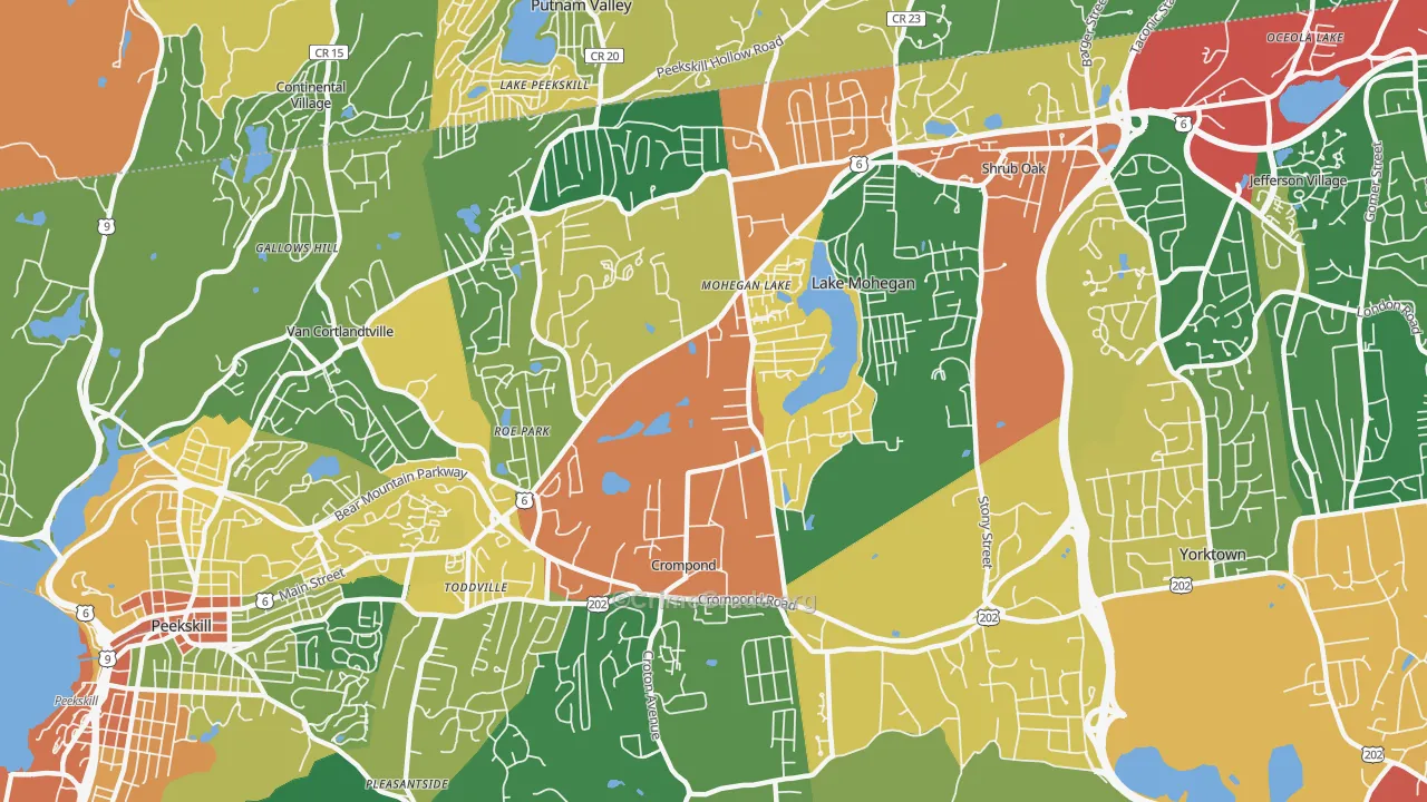 Mohegan Lake, NY Map of Theft Rates