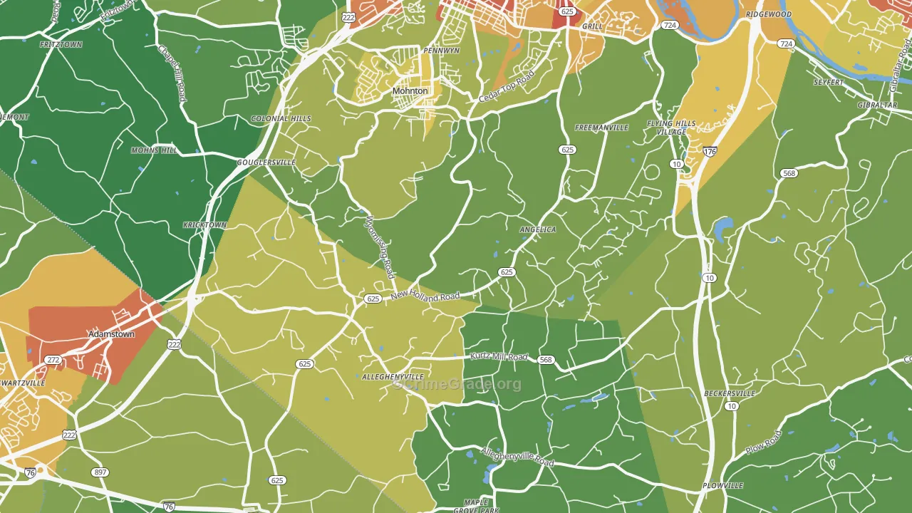 Mohnton, PA Map of Theft Rates