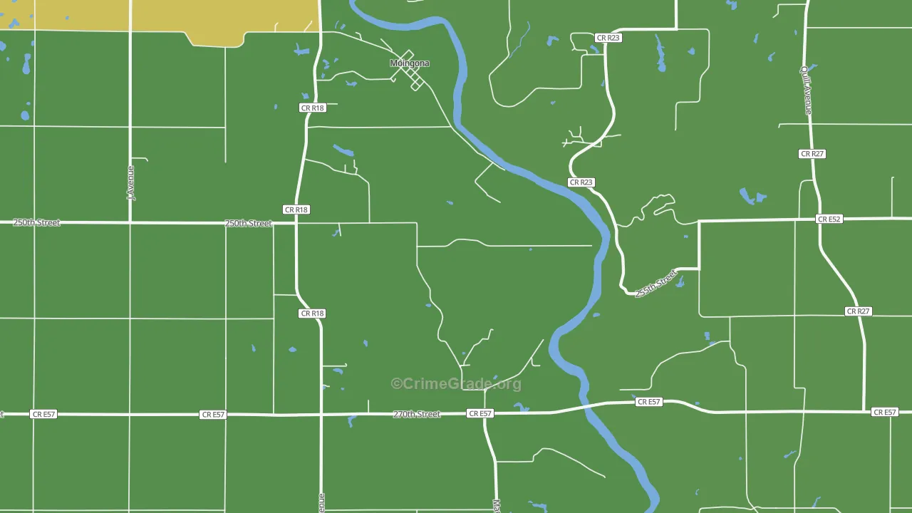 Moingona, IA Map of Theft Rates