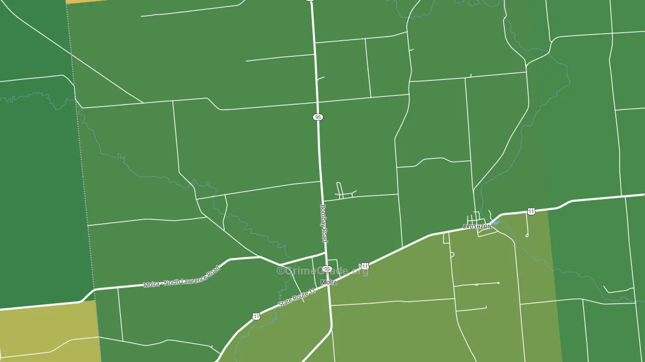 Moira, NY Map of Theft Rates