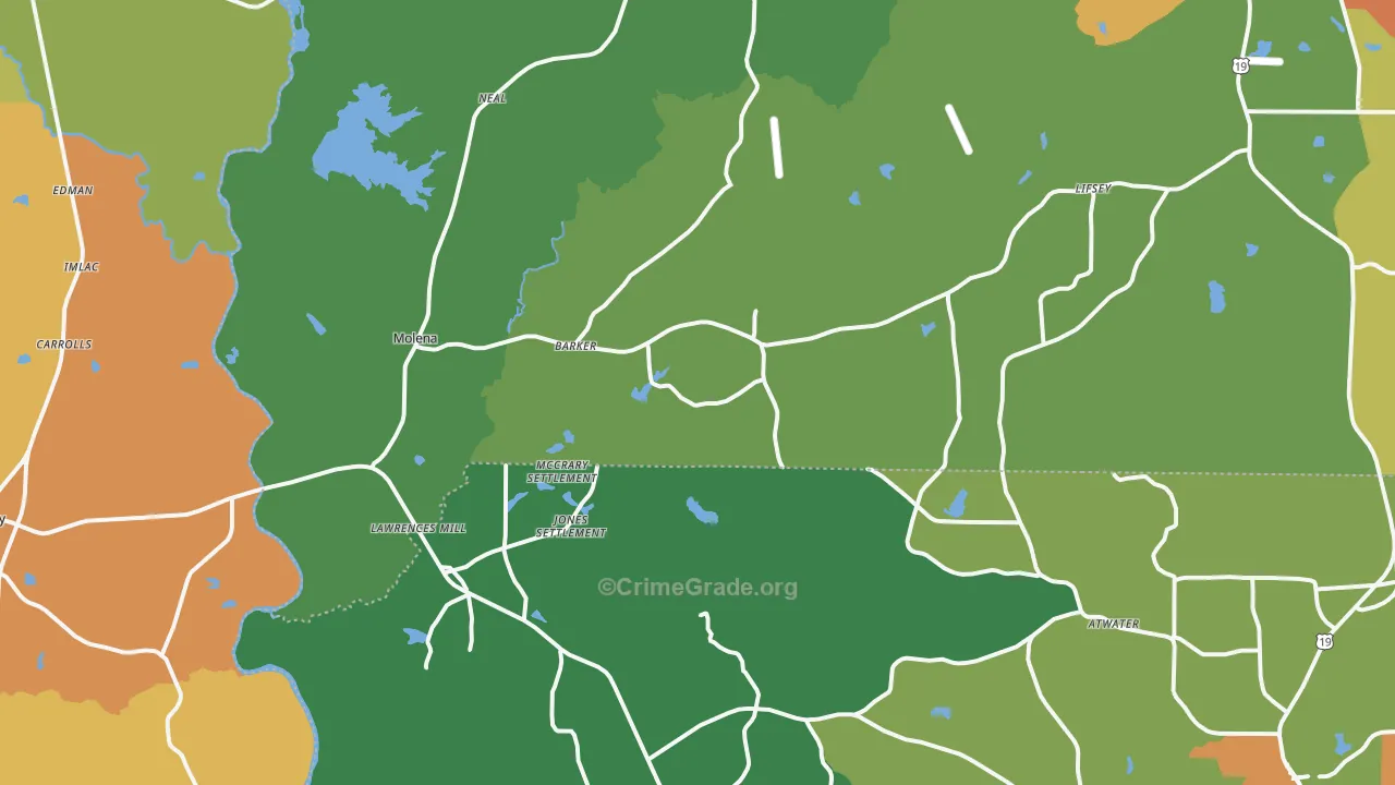 Molena, GA Map of Theft Rates