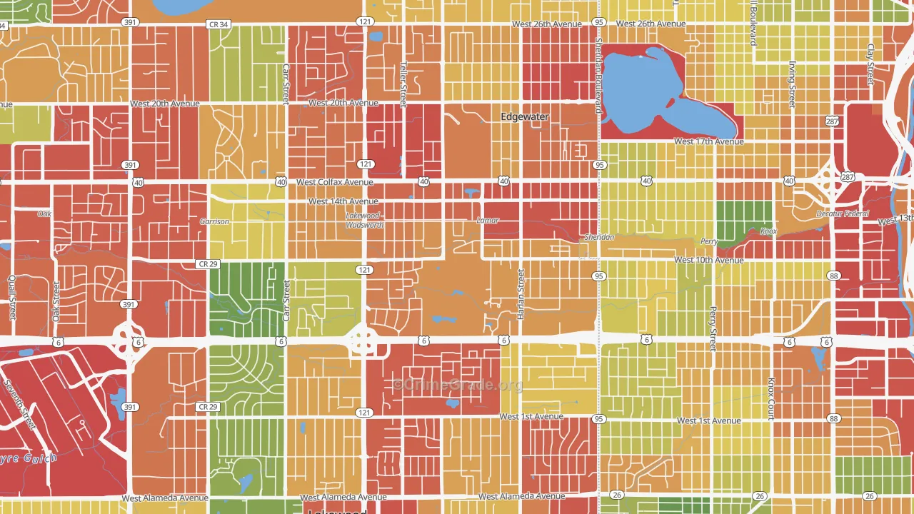 Molholm Two Creeks, Edgewater, CO Map of Theft Rates