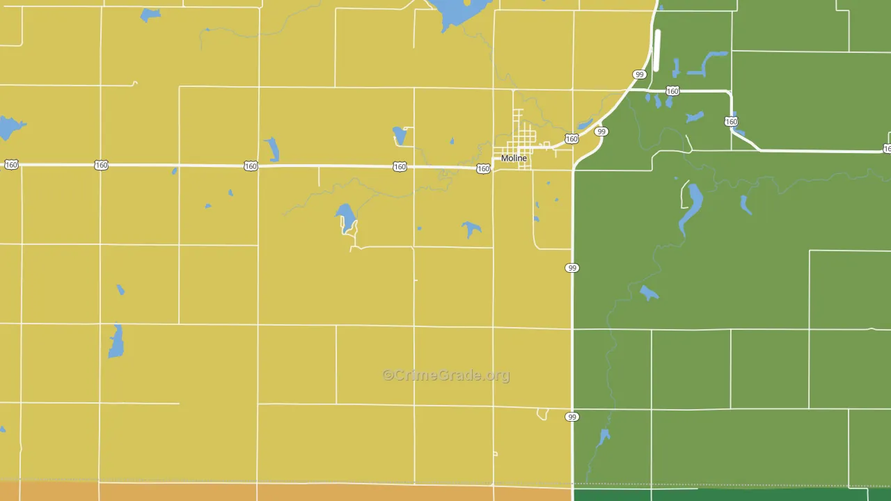 Moline, KS Map of Theft Rates