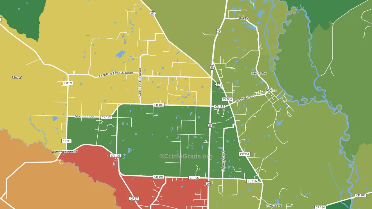 Molino, FL Map of Theft Rates