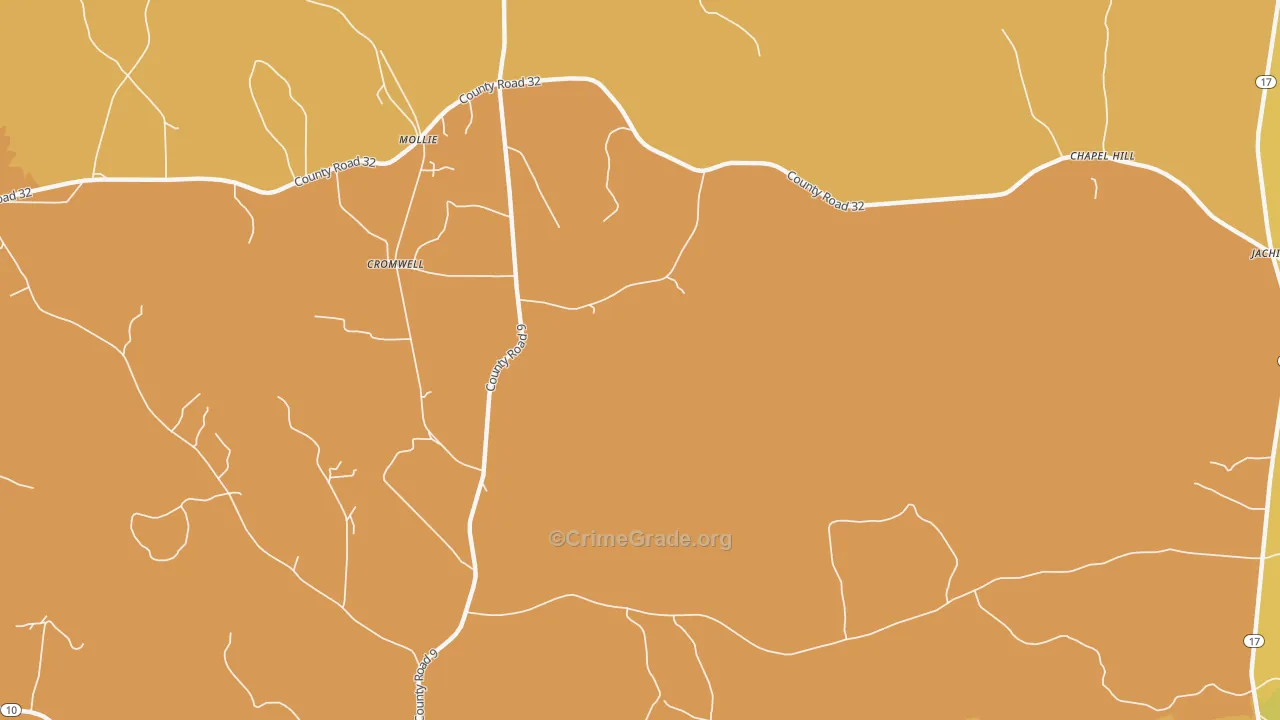 Mollie, AL Map of Theft Rates