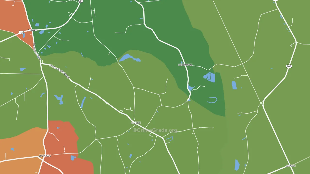 Mollie, NC Map of Theft Rates