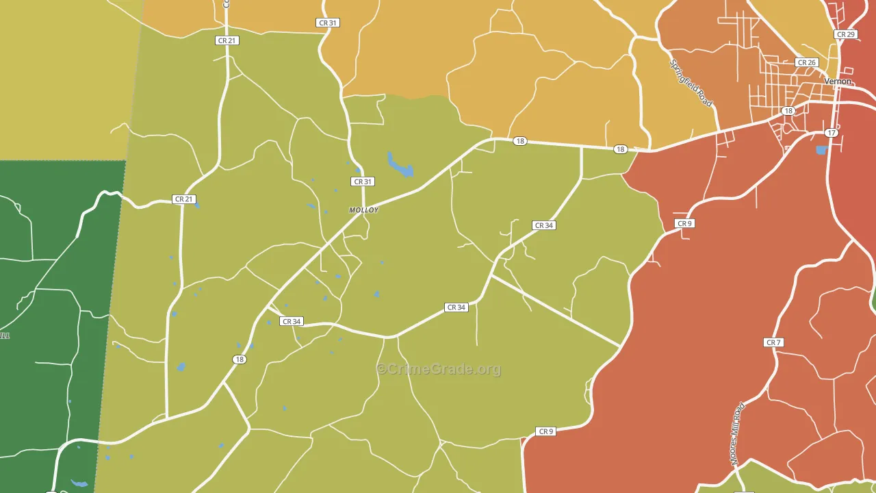 Molloy, AL Map of Theft Rates