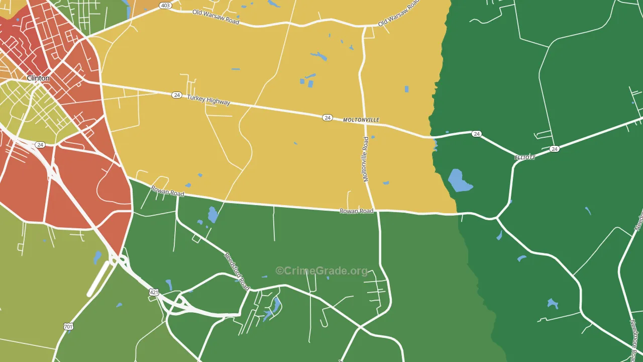 Moltonville, NC Map of Theft Rates