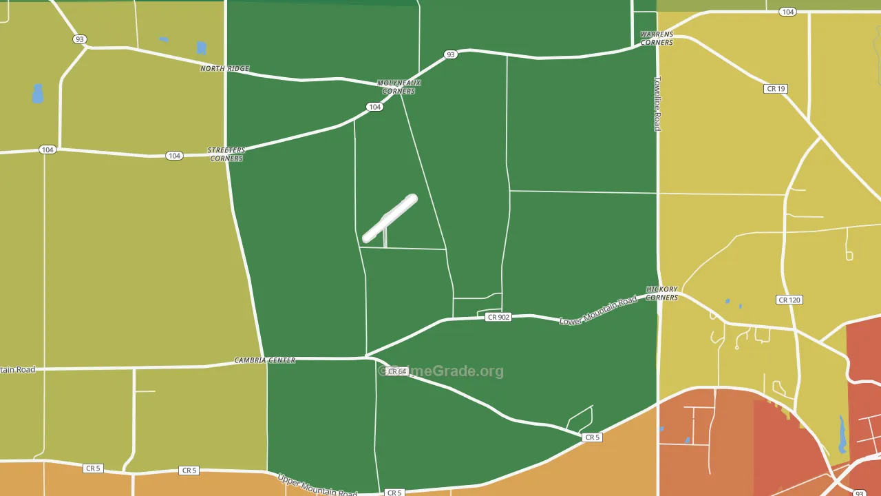 Molyneaux Corners, NY Map of Theft Rates