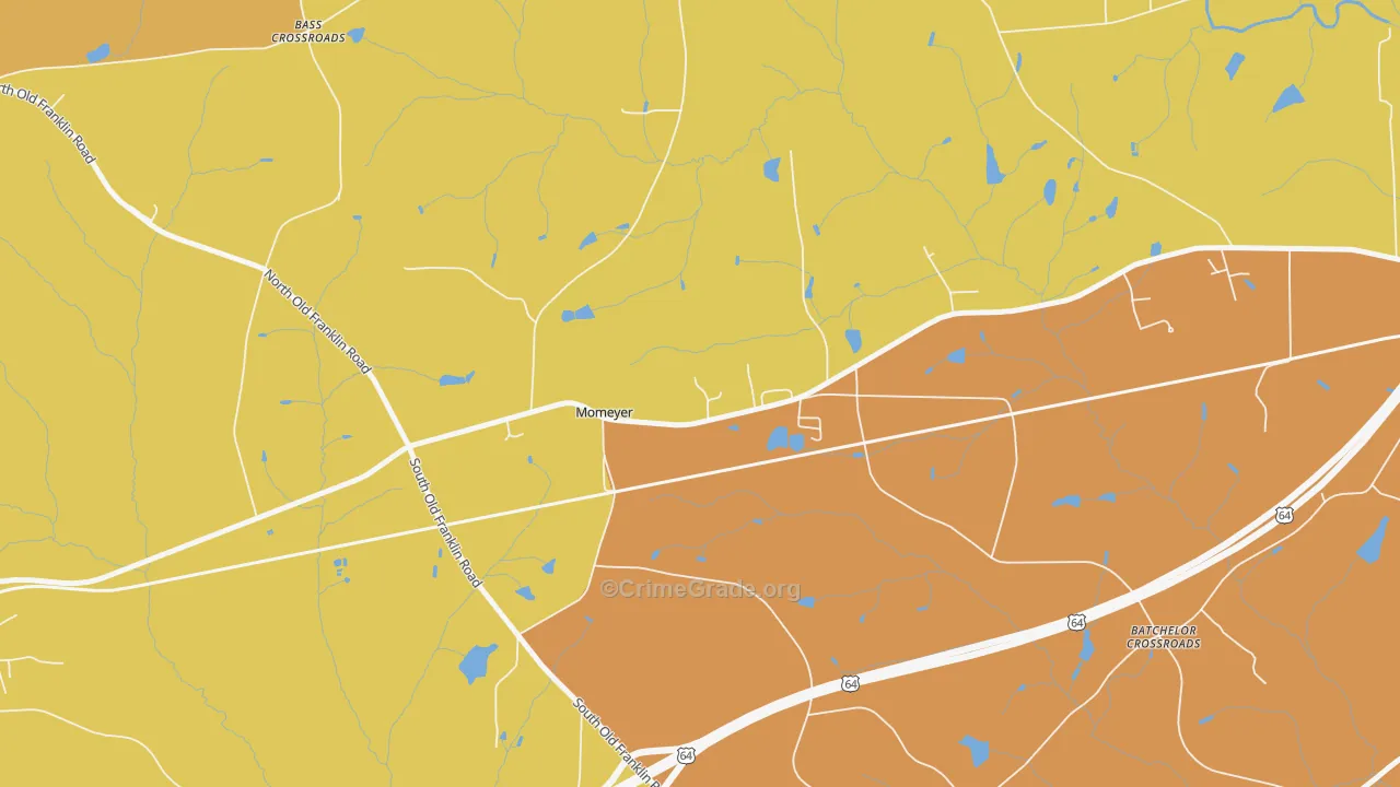 Momeyer, NC Map of Theft Rates
