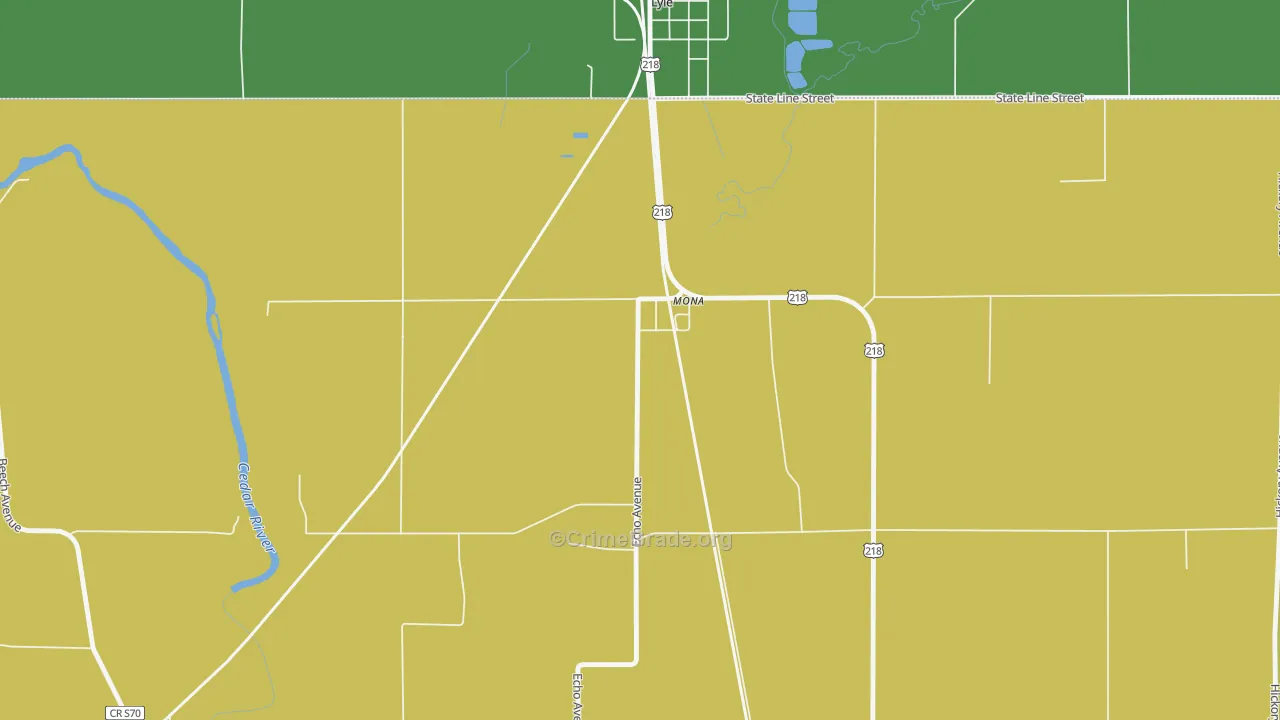 Mona, IA Map of Theft Rates