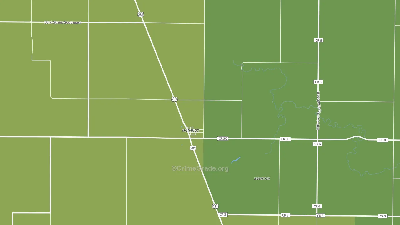 Monango, ND Map of Theft Rates