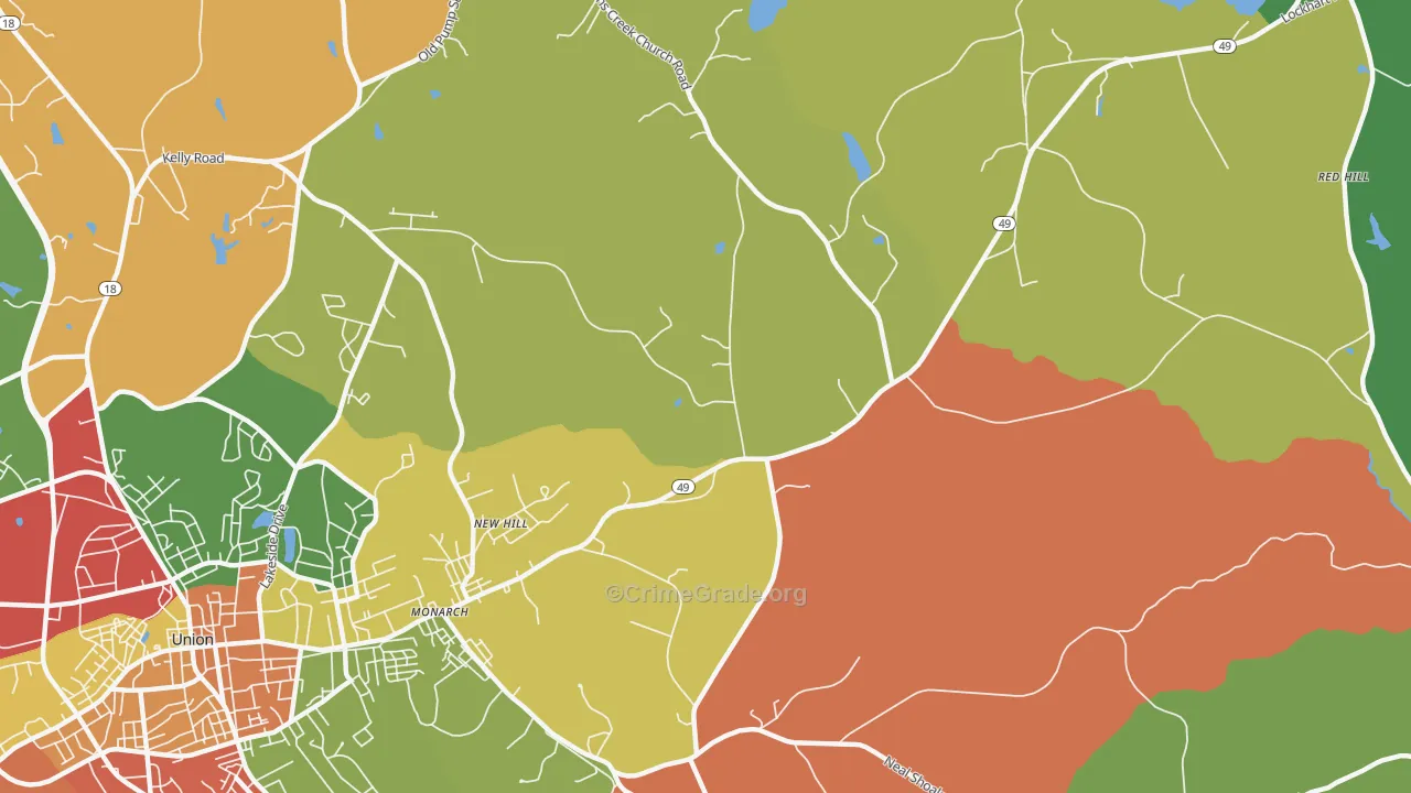 Monarch, SC Map of Theft Rates