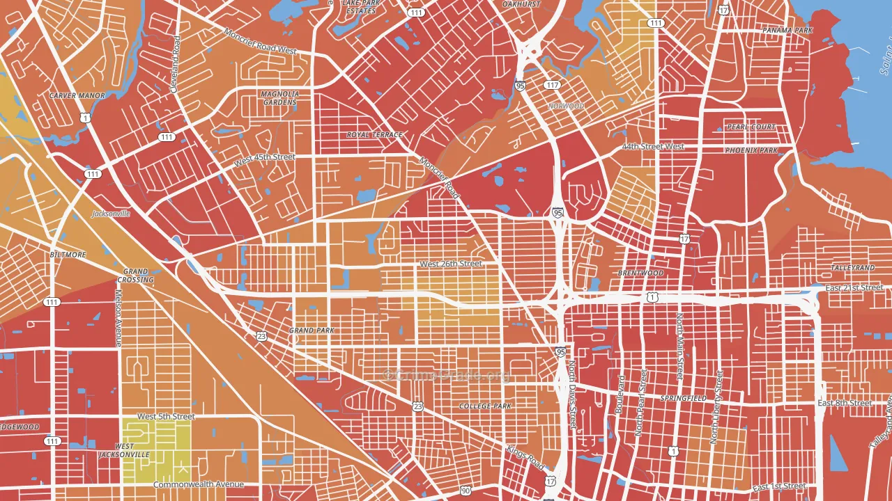 Moncrief Park, Jacksonville, FL Map of Theft Rates
