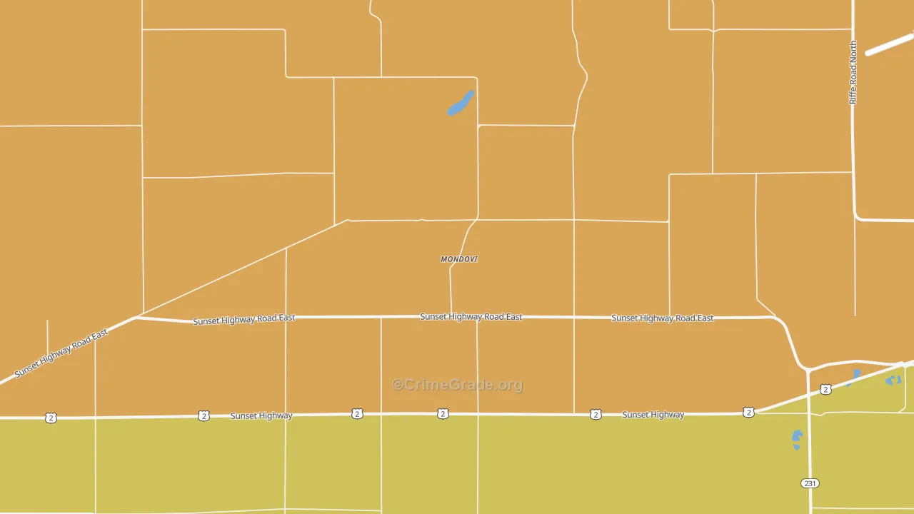 Mondovi, WA Map of Theft Rates