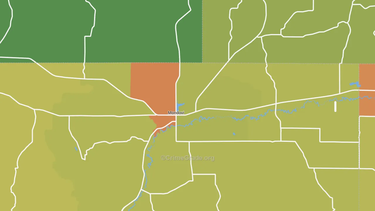 Mondovi, WI Map of Theft Rates