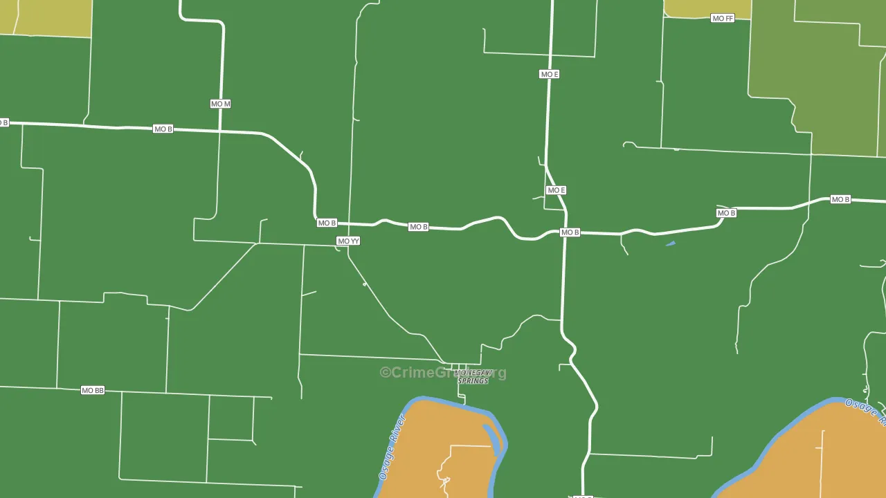 Monegaw Springs, MO Map of Theft Rates