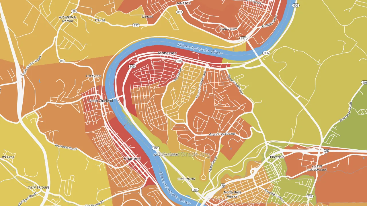 Monessen, PA Map of Theft Rates