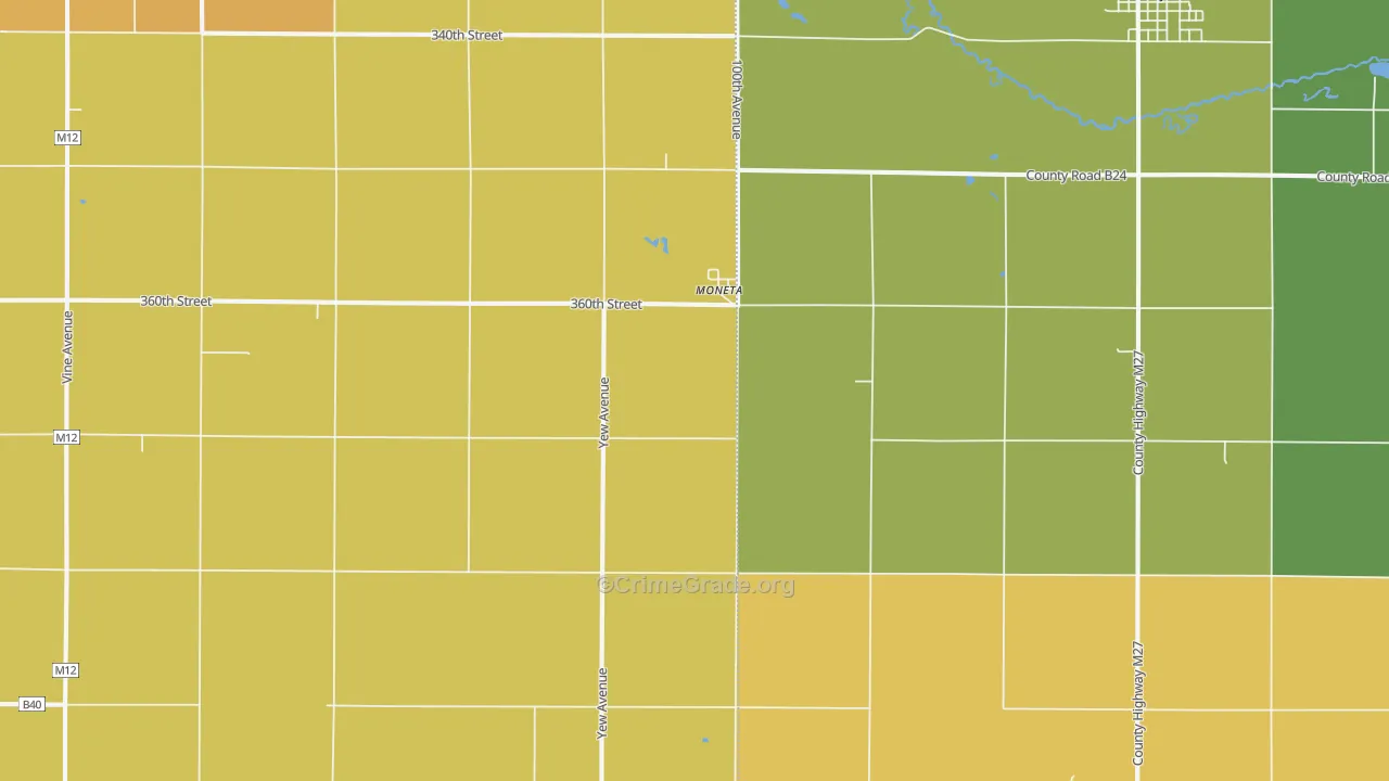 Moneta, IA Map of Theft Rates