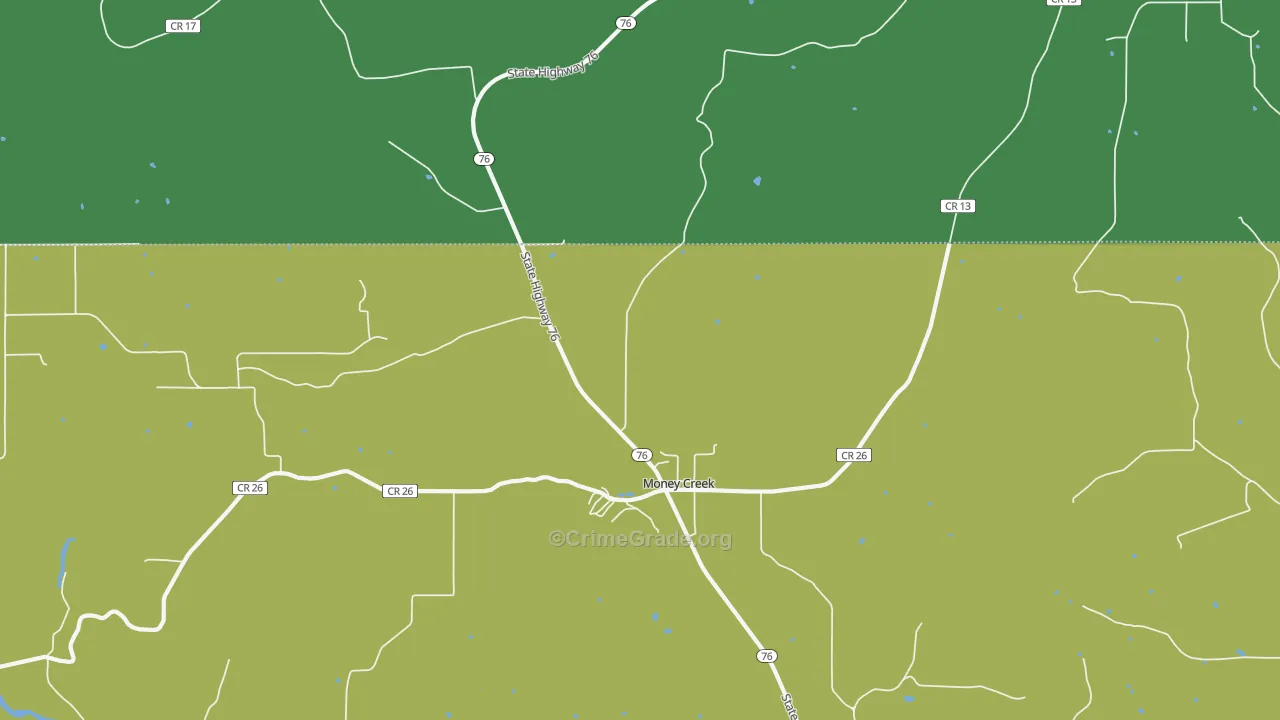 Money Creek, MN Map of Theft Rates