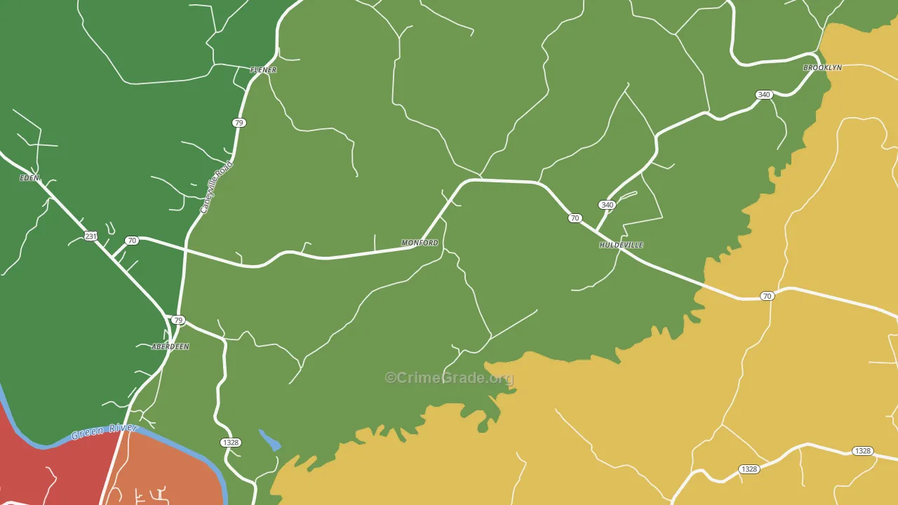 Monford, KY Map of Theft Rates