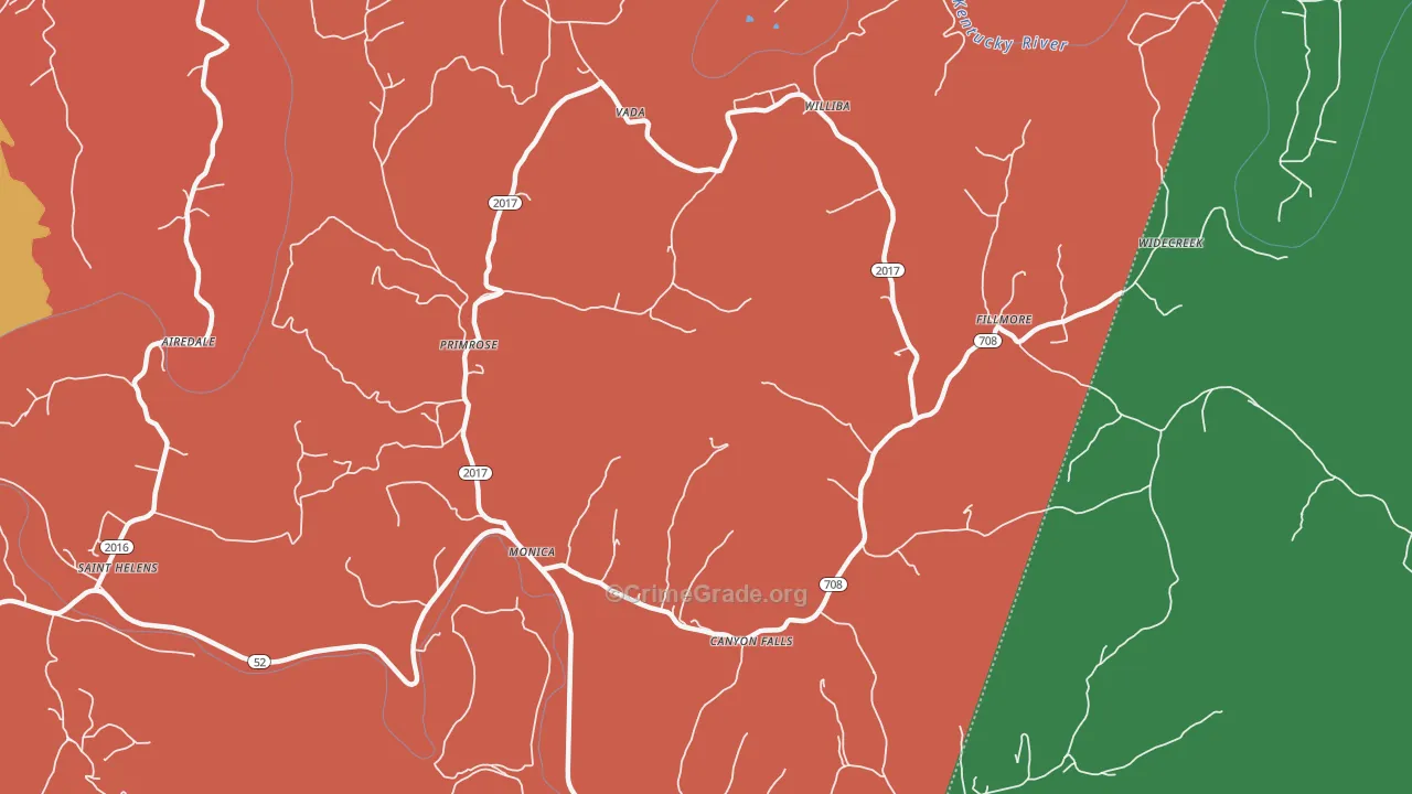 Monica, KY Map of Theft Rates