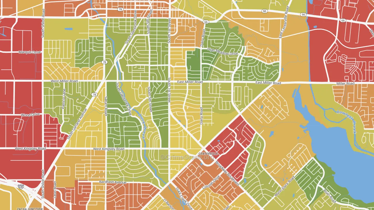 Monica Park, Garland, TX Map of Theft Rates