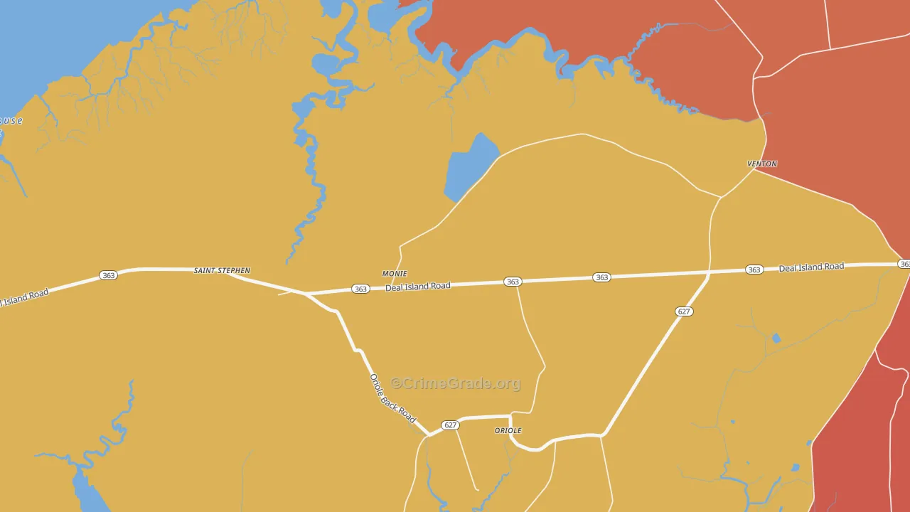 Monie, MD Map of Theft Rates