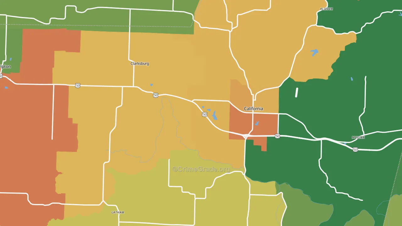 Moniteau County, MO Map of Theft Rates