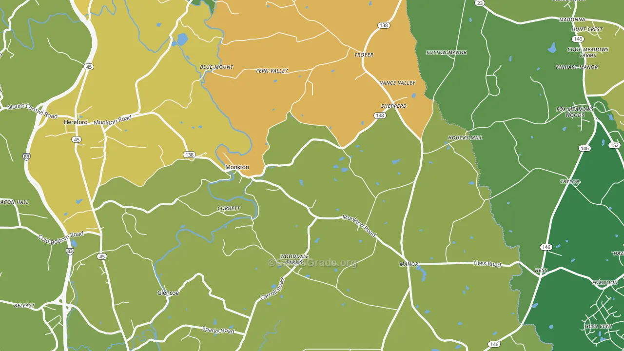 Monkton, MD Map of Theft Rates