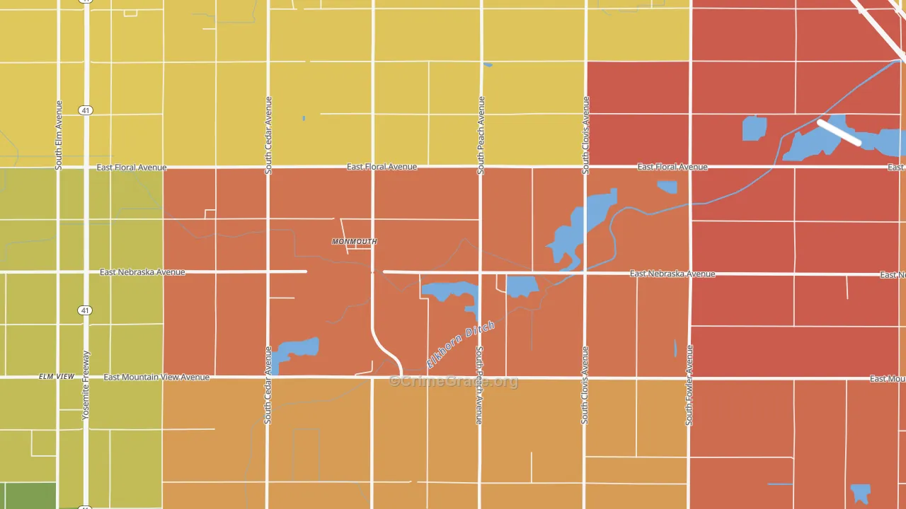 Monmouth, CA Map of Theft Rates