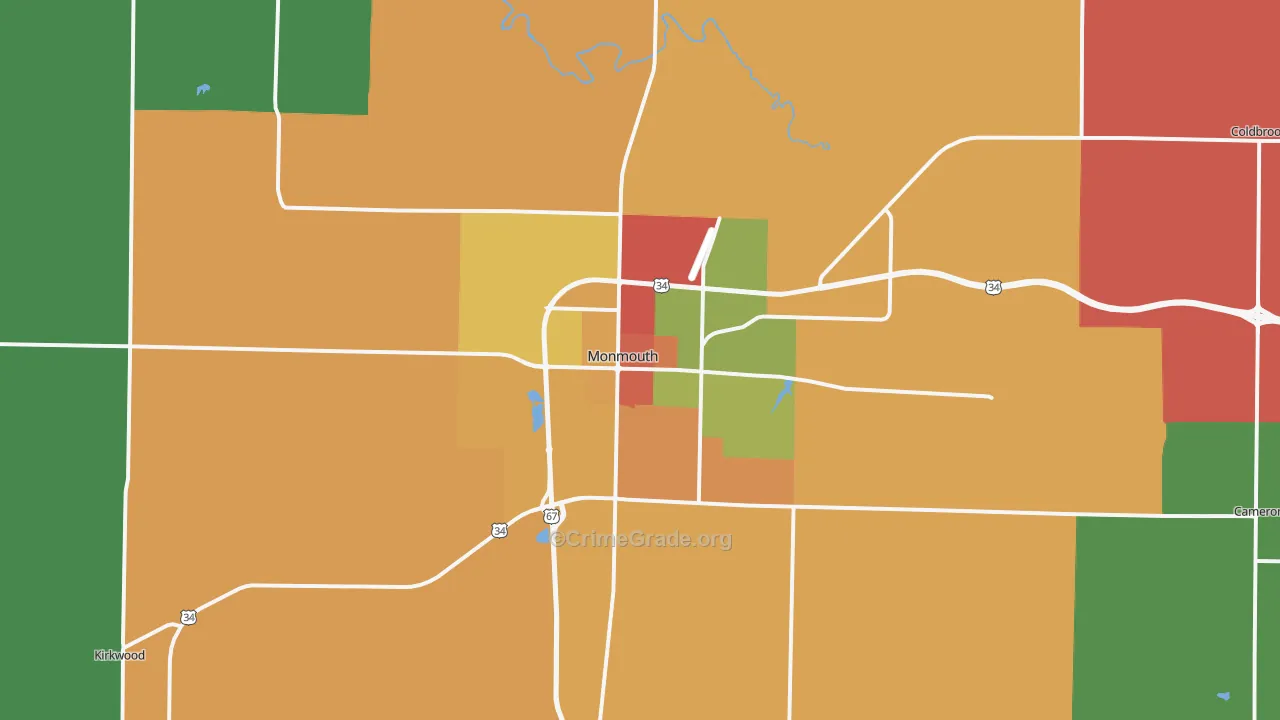 Monmouth, IL Map of Theft Rates