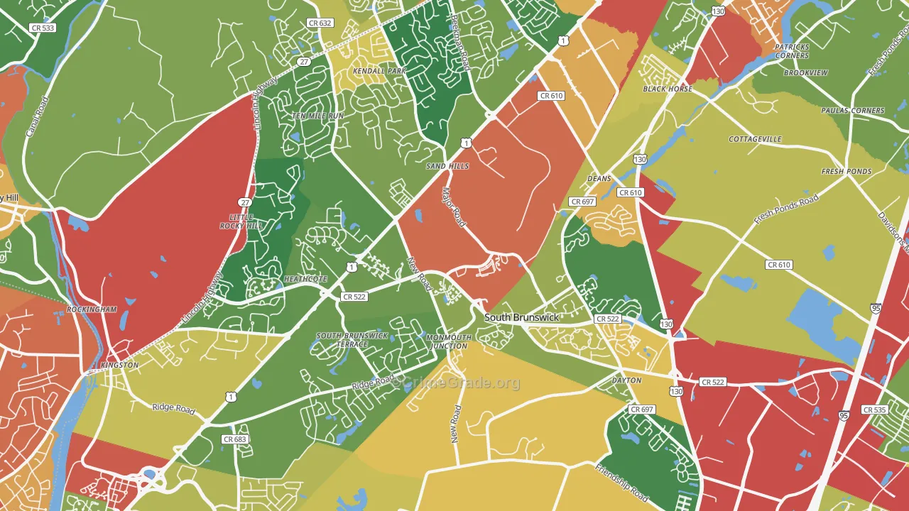 Monmouth Junction, NJ Map of Theft Rates