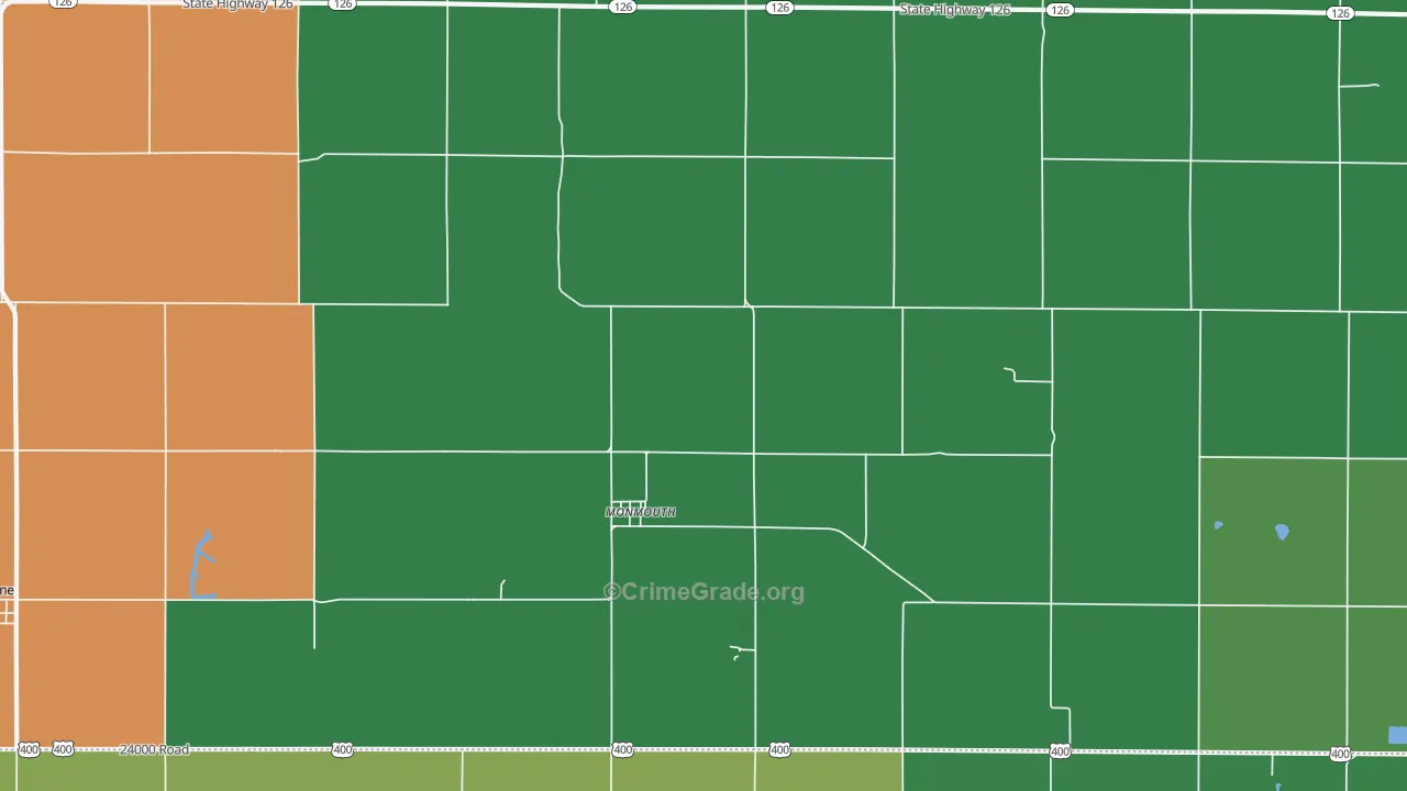 Monmouth, KS Map of Theft Rates