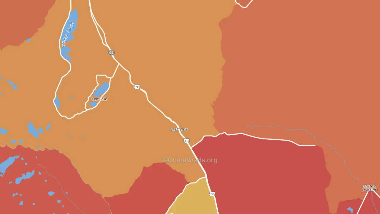 Mono County, CA Map of Theft Rates