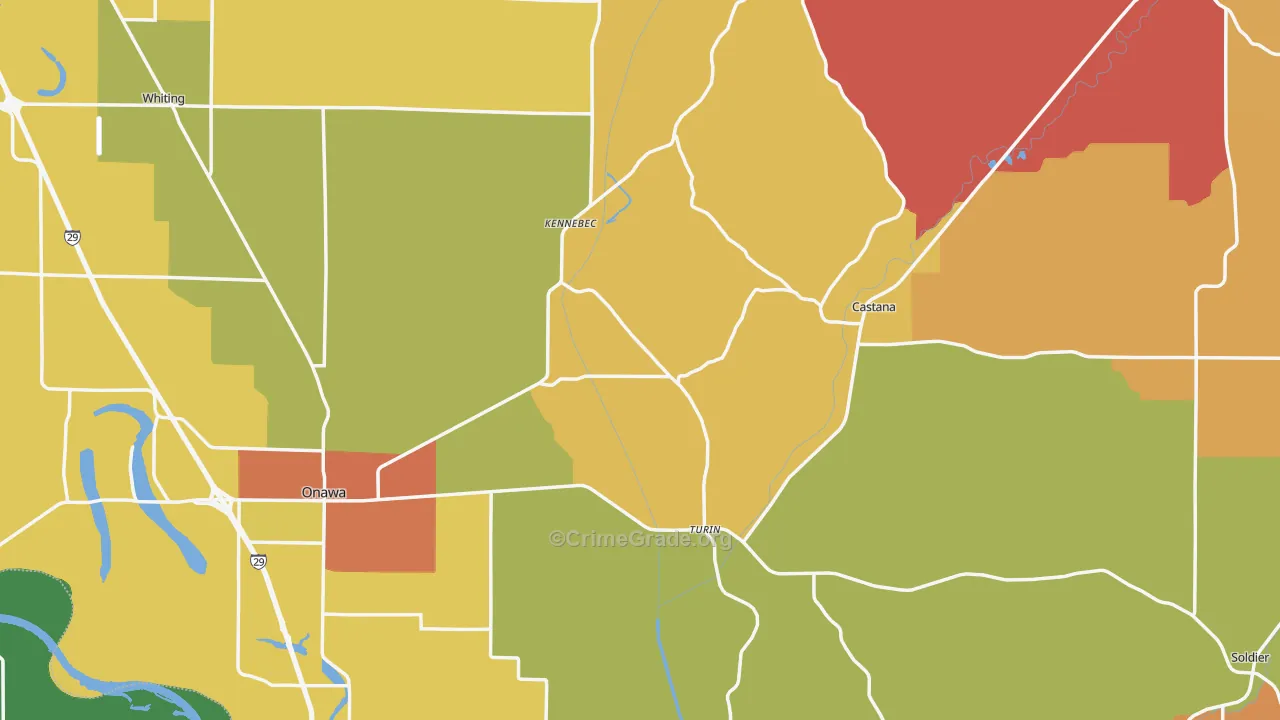 Monona County, IA Map of Theft Rates