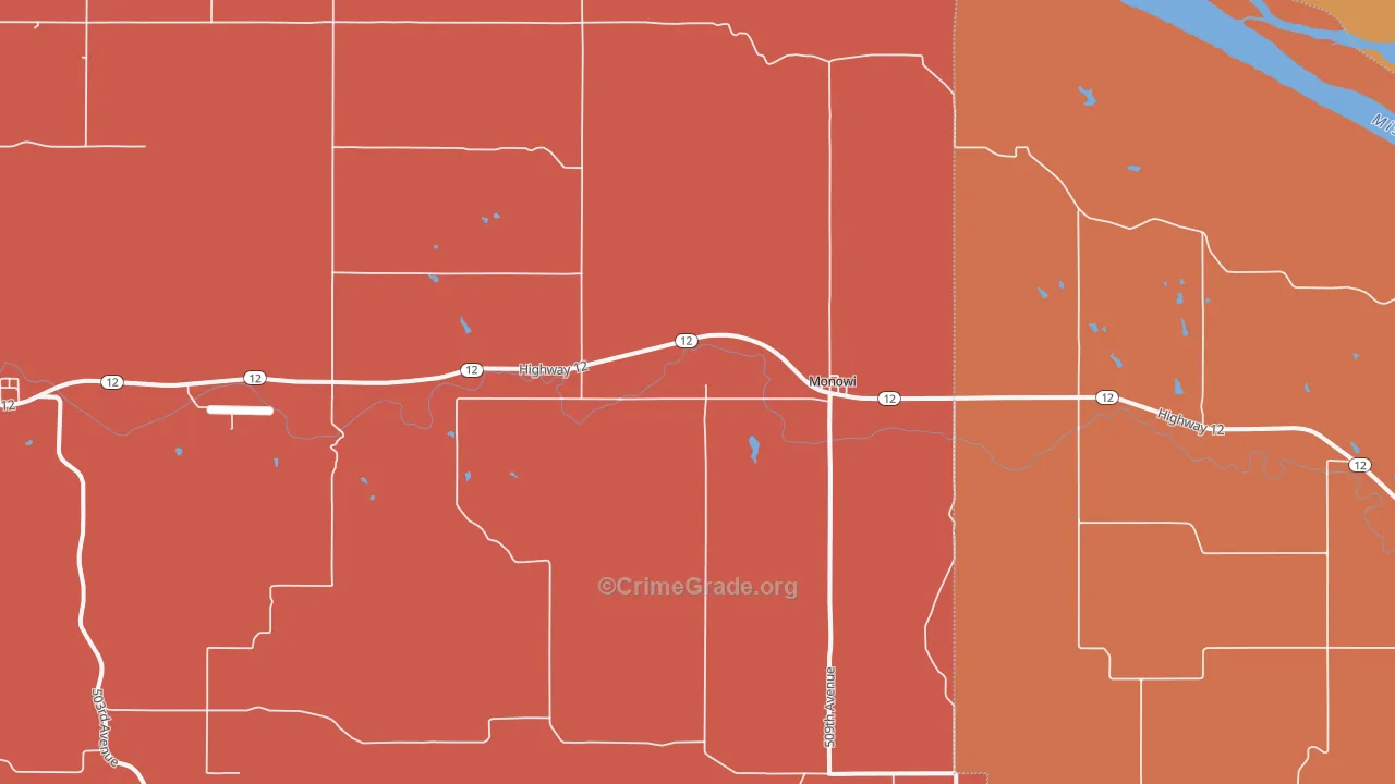 Monowi, NE Map of Theft Rates